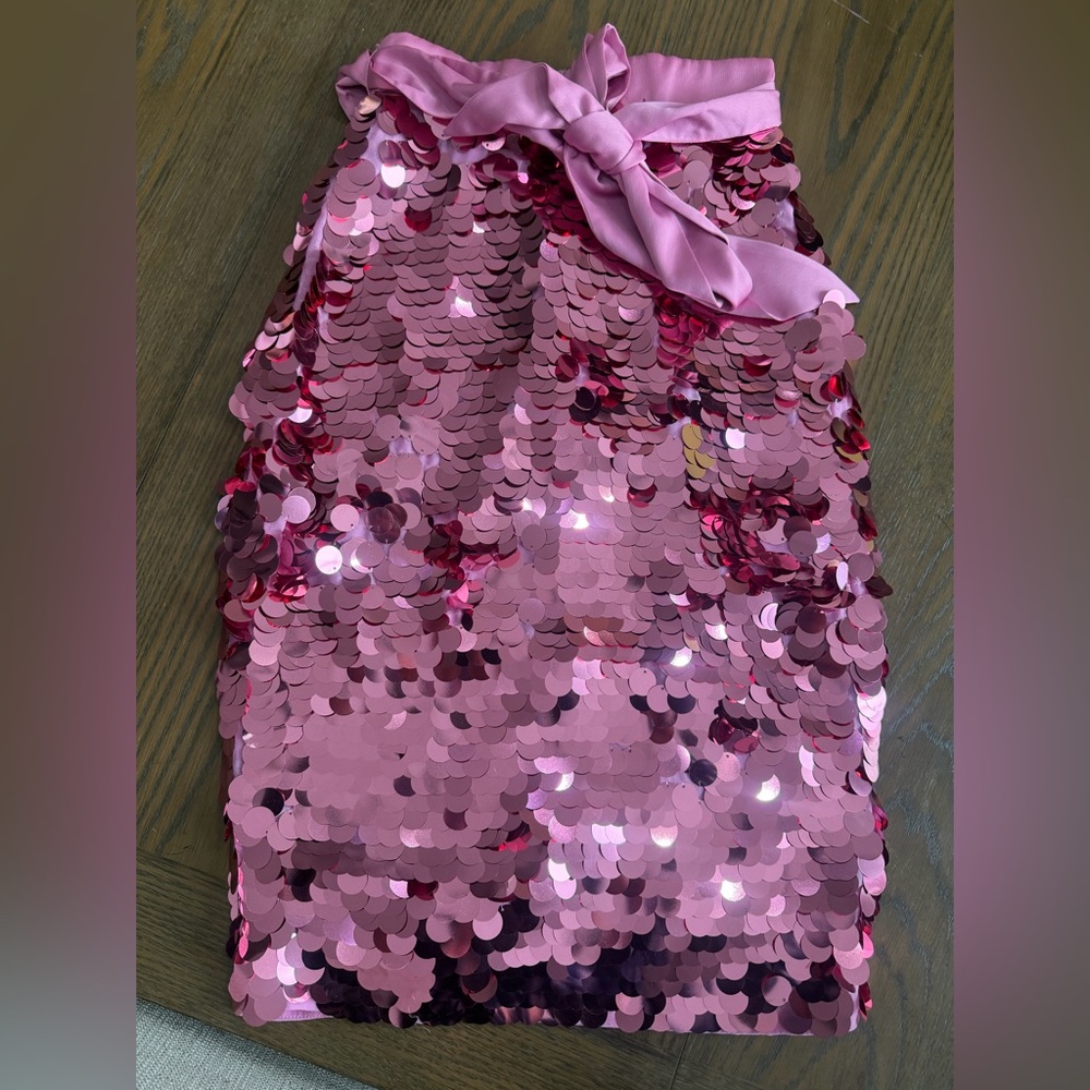 NWT J. Crew Pink Sequin Skirt with satin bow
